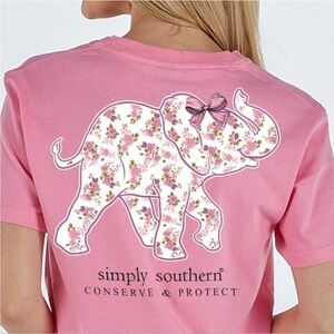 Simply Southern Floral Elephant Pink Tee